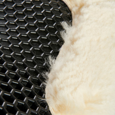 Schokdemper achter van suède met schapenvacht en voor van gel Acavallo Zwart / natuur