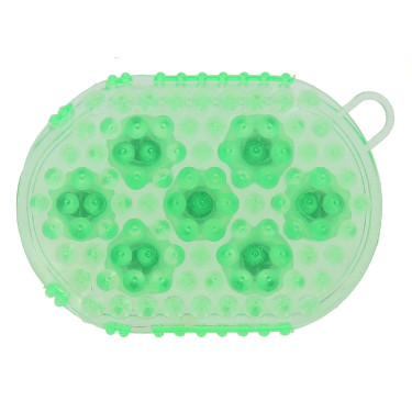 Dubbelzijdige handschoen voor roskammen en massage Groen