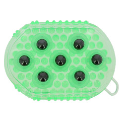 Dubbelzijdige handschoen voor roskammen en massage Groen