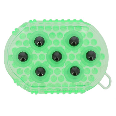 Dubbelzijdige handschoen voor roskammen en massage Groen