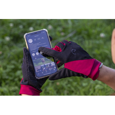 Handschoenen Equithème Knit digital Zwart / pruim Handschoenen Equithème Knit digital Zwart / pruim