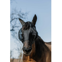 Anti-vlieg anti-UV masker Equithème Lycra met neus Zwart Anti-vlieg anti-UV masker Equithème Lycra met neus Zwart