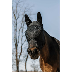 Vliegenmasker anti-UV Equithème Soft met neus Zwart Vliegenmasker anti-UV Equithème Soft met neus Zwart