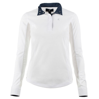 Polo manches longues Blaire Horze femme Blanc / bleu marine