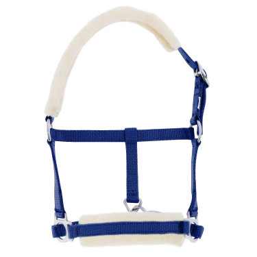 Halster veulen Riding World synthetische schapenvacht Koningsblauw