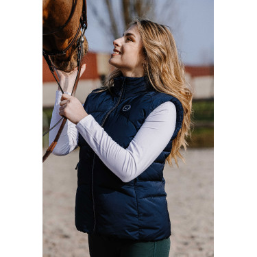 Mouwloze bodywarmer Equithème Lina dames Marineblauw
