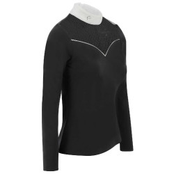 Polo Equithème Valencia lange mouwen Zwart