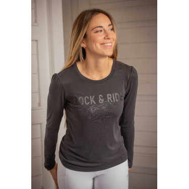 T-shirt Pénélope Lovely lange mouwen Antraciet Grijs