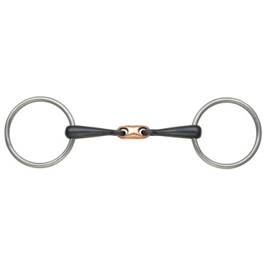 Dubbelgebroken bit met ringen koper Shires