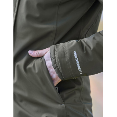 Lange waterdichte WeatherBeeta damesjas Middernachtgroen