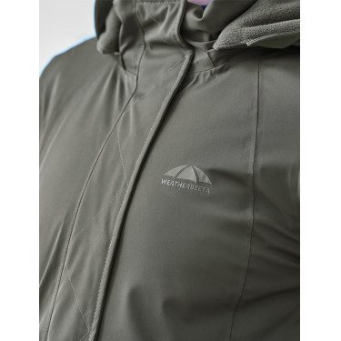 Lange waterdichte WeatherBeeta damesjas Middernachtgroen