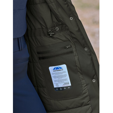 Lange waterdichte WeatherBeeta damesjas Middernachtgroen