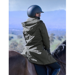 Lange waterdichte WeatherBeeta damesjas Middernachtgroen