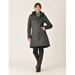 Lange waterdichte WeatherBeeta damesjas Middernachtgroen