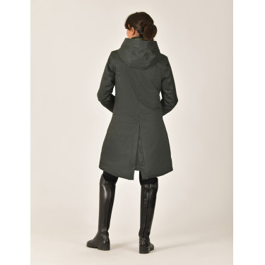 Lange waterdichte WeatherBeeta damesjas Middernachtgroen
