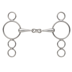 Mors 3 anneaux Dutch Gag Shires double brisure Acier inoxydable Mors 3 anneaux Dutch Gag Shires double brisure Acier inoxydable