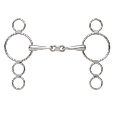 Mors 3 anneaux Dutch Gag Shires double brisure Acier inoxydable Mors 3 anneaux Dutch Gag Shires double brisure Acier inoxydable