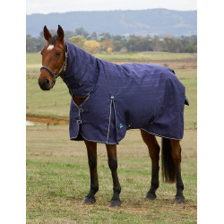 Weatherbeeta ComFiTec Prelim Turnout Combo 220 g deken Gebreide marineblauwe plaid met reliëf