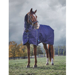 Weatherbeeta ComFiTec Prelim Turnout Combo 220 g deken Gebreide marineblauwe plaid met reliëf