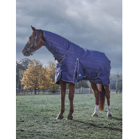 Weatherbeeta ComFiTec Prelim Turnout Combo 220 g deken Gebreide marineblauwe plaid met reliëf