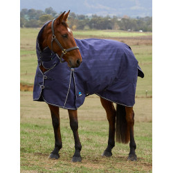 Weatherbeeta ComFiTec Prelim Turnout Combo 220 g deken Gebreide marineblauwe plaid met reliëf