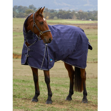 Weatherbeeta ComFiTec Prelim Turnout Combo 220 g deken Gebreide marineblauwe plaid met reliëf