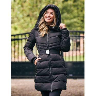 Lange Dublin mantel met ceintuur voor dames Zwart Lange Dublin mantel met ceintuur voor dames Zwart