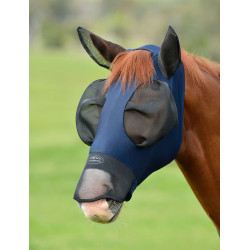 Weatherbeeta ComFiTec Luxe Bug Eye Saver vliegenmasker met oor- en neusbescherming Marine / zwart Blauw