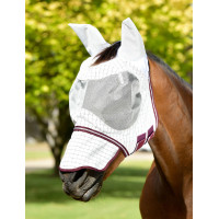Weatherbeeta Hybrid Seasons anti-vliegenmasker Wit / bordeaux Weatherbeeta Hybrid Seasons anti-vliegenmasker Wit / bordeaux