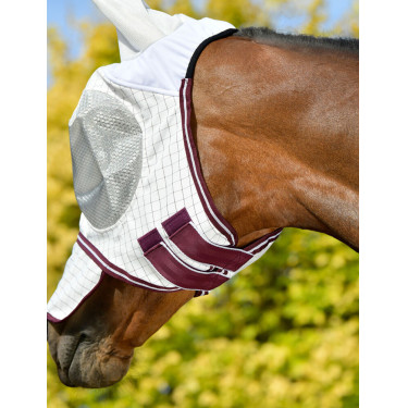 Weatherbeeta Hybrid Seasons anti-vliegenmasker Wit / bordeaux Weatherbeeta Hybrid Seasons anti-vliegenmasker Wit / bordeaux