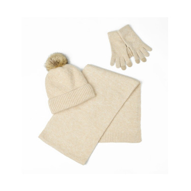 Set sjaal en muts Dublin Beige marmerkleur Set sjaal en muts Dublin Beige marmerkleur