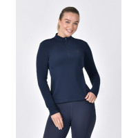 Dublin dames paardrijpolo met lange mouwen, geborsteld Marine Marineblauw