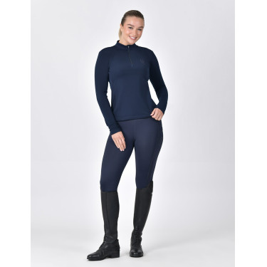 Dublin dames paardrijpolo met lange mouwen, geborsteld Marine Marineblauw Dublin dames paardrijpolo met lange mouwen, geborsteld Marine Marineblauw