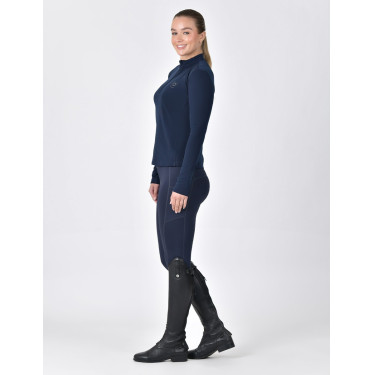 Dublin dames paardrijpolo met lange mouwen, geborsteld Marine Marineblauw Dublin dames paardrijpolo met lange mouwen, geborsteld Marine Marineblauw