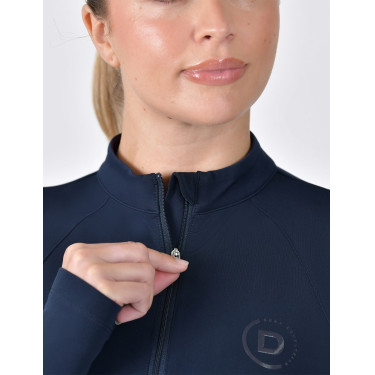Dublin dames paardrijpolo met lange mouwen, geborsteld Marine Marineblauw Dublin dames paardrijpolo met lange mouwen, geborsteld Marine Marineblauw