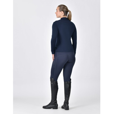 Dublin dames paardrijpolo met lange mouwen, geborsteld Marine Marineblauw Dublin dames paardrijpolo met lange mouwen, geborsteld Marine Marineblauw