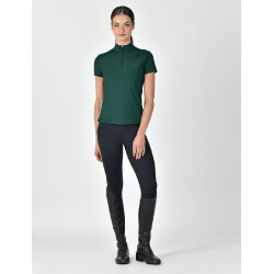 Dublin ademend damespoloshirt met korte mouwen en 1/4-ritssluiting Donkergroen smaragd