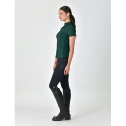 Dublin ademend damespoloshirt met korte mouwen en 1/4-ritssluiting Donkergroen smaragd