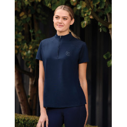 Dublin ademend damespoloshirt met korte mouwen en 1/4-ritssluiting Marine Marineblauw