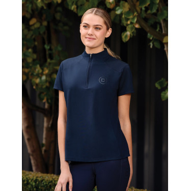 Dublin ademend damespoloshirt met korte mouwen en 1/4-ritssluiting Marine Marineblauw