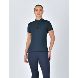 Dublin ademend damespoloshirt met korte mouwen en 1/4-ritssluiting Marine Marineblauw