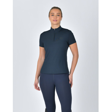 Dublin ademend damespoloshirt met korte mouwen en 1/4-ritssluiting Marine Marineblauw
