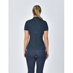 Dublin ademend damespoloshirt met korte mouwen en 1/4-ritssluiting Marine Marineblauw