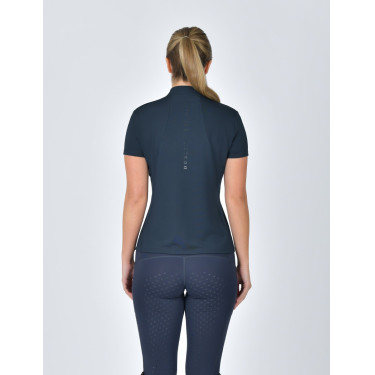 Dublin ademend damespoloshirt met korte mouwen en 1/4-ritssluiting Marine Marineblauw