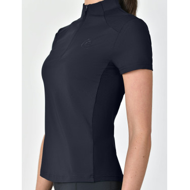 Dublin ademend damespoloshirt met korte mouwen en 1/4-ritssluiting Marine Marineblauw