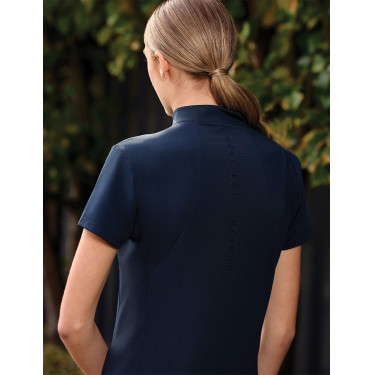 Dublin ademend damespoloshirt met korte mouwen en 1/4-ritssluiting Marine Marineblauw