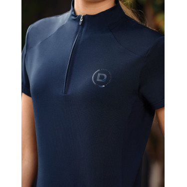 Dublin ademend damespoloshirt met korte mouwen en 1/4-ritssluiting Marine Marineblauw