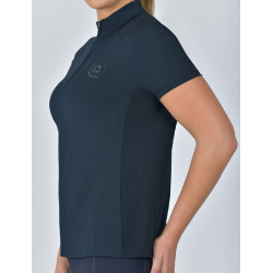 Dublin ademend damespoloshirt met korte mouwen en 1/4-ritssluiting Marine Marineblauw