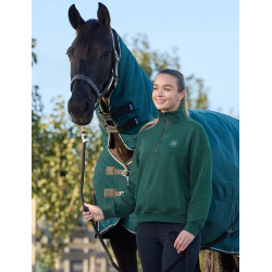 Dublin dames fleece trui met 1/4-rits Donkergroen smaragd