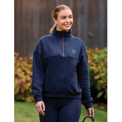 Dublin dames fleece trui met 1/4-rits Marine Marineblauw